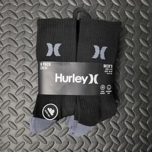 Hurley Crew Socks 6 Pack Mens Black